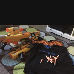 Nerf Blaster Guns With Glasses and Tatical Vests