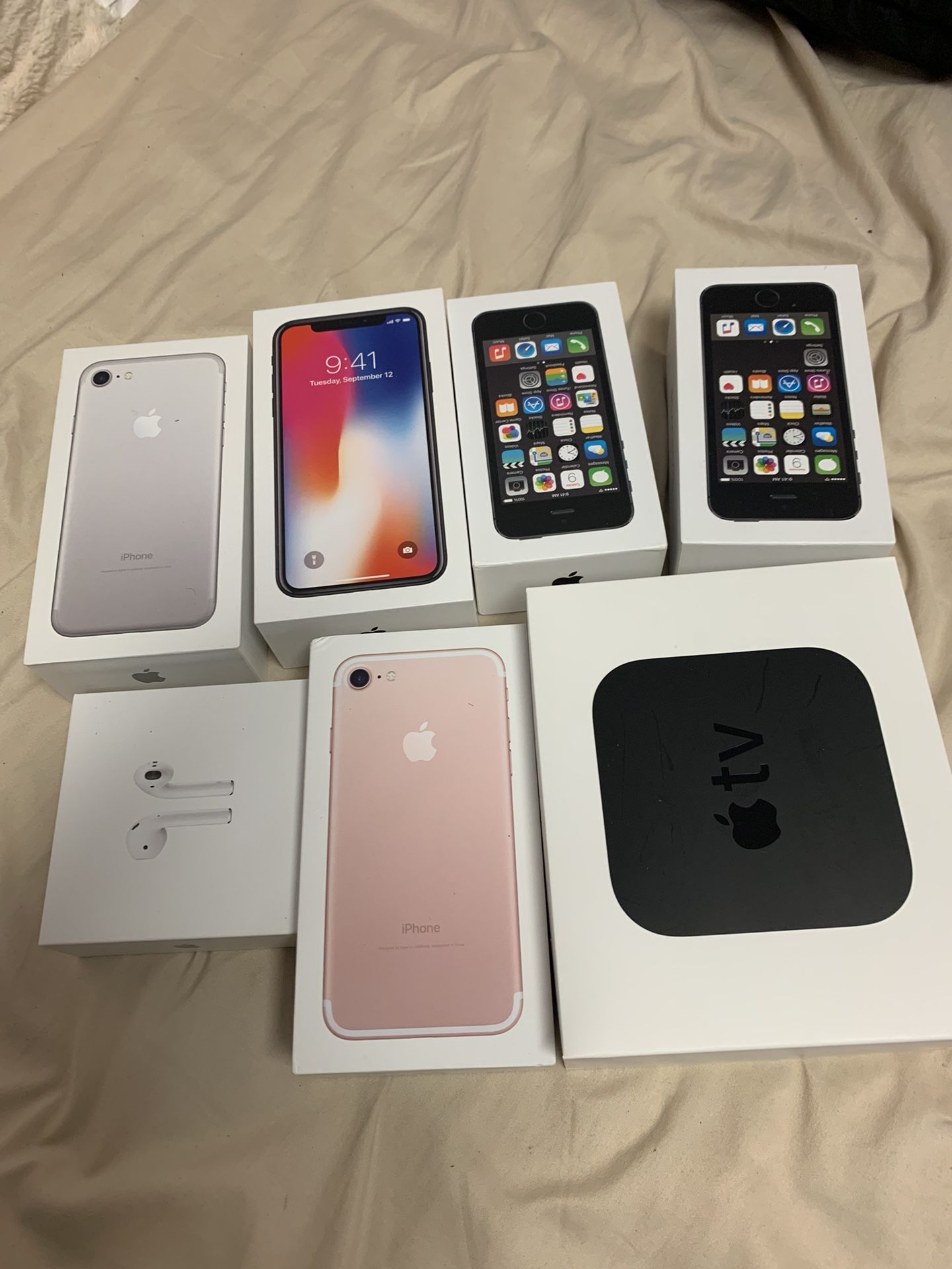 Apple iPhone, AirPods and Apple TV 4K Boxes