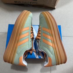 Adidas Gazelle Bold Womens Shoes Size 8, Color: Semi Green Spark/Orange-Green