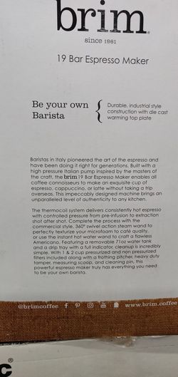 Brim 19 bar Espresso Maker used $200