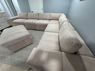Modern L-Shaped Sectional Sofa & Loveseat with Ottoman – Clean & Comfortable 🛋️