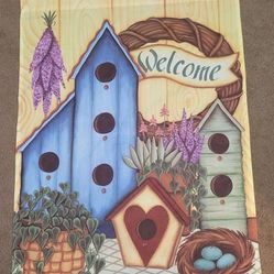 Large Birdhouse Welcome Flag