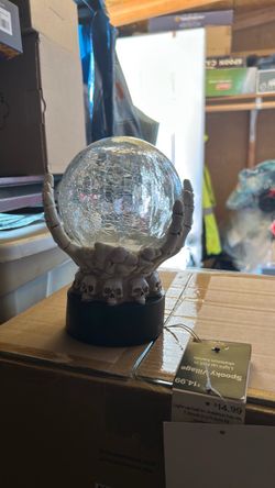 Spooky Village Skeleton Hand Light-Up Crystal Ball