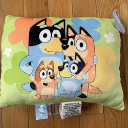 Bluey and Family Squishy Toddler Pillow, 12"x15", Green - NWT