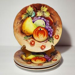 4 Vintage Lefton Fruit Plates 7.25"
