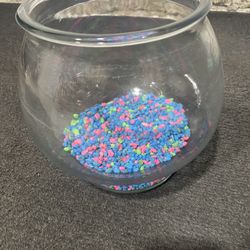Large Glass Fishbowl With Rocks   $7