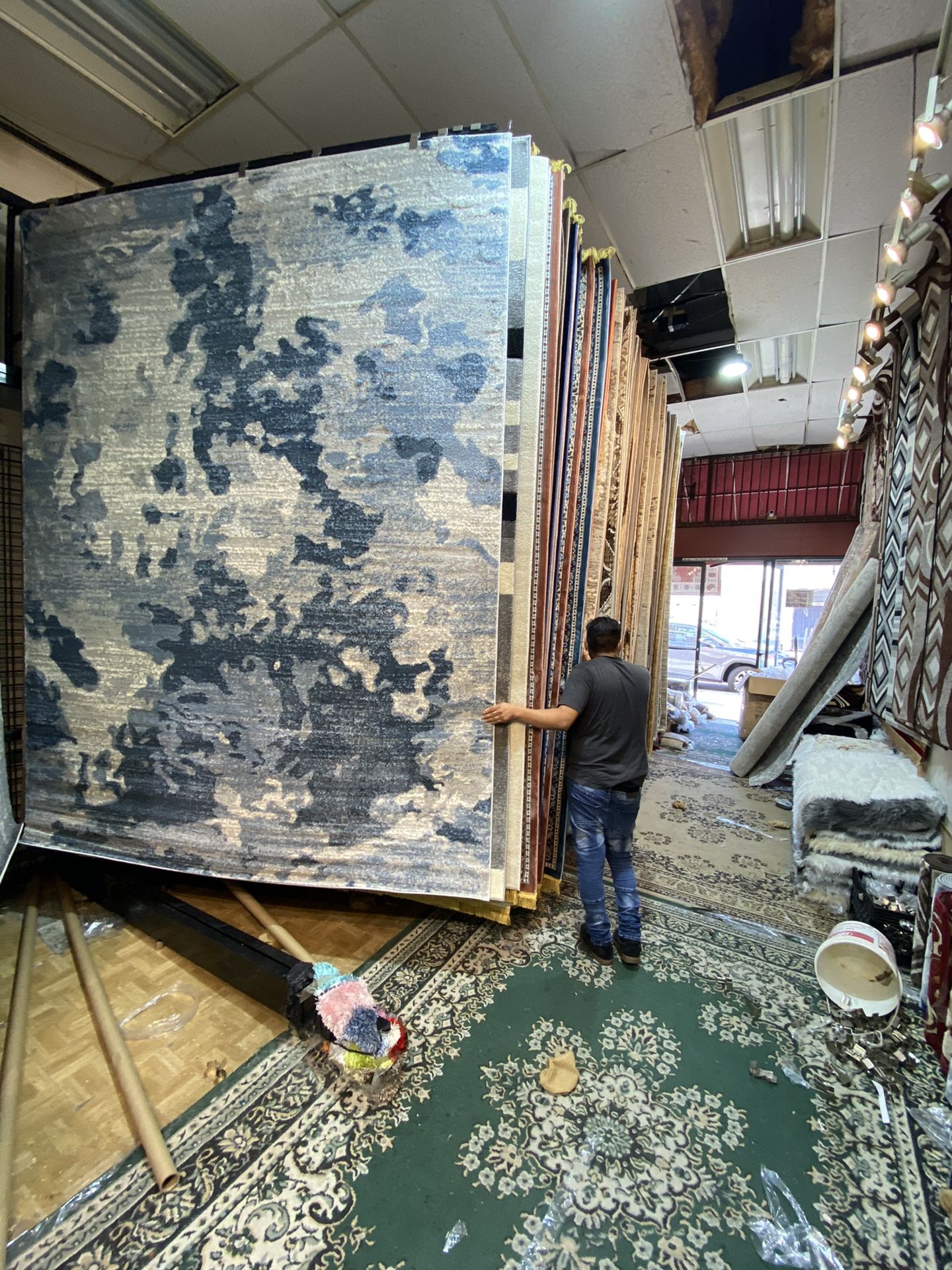 8x10 Area Rugs Carpet Rugs Modern Abstract Design Super Thick Tight Pile Colors Gray Blue Beige