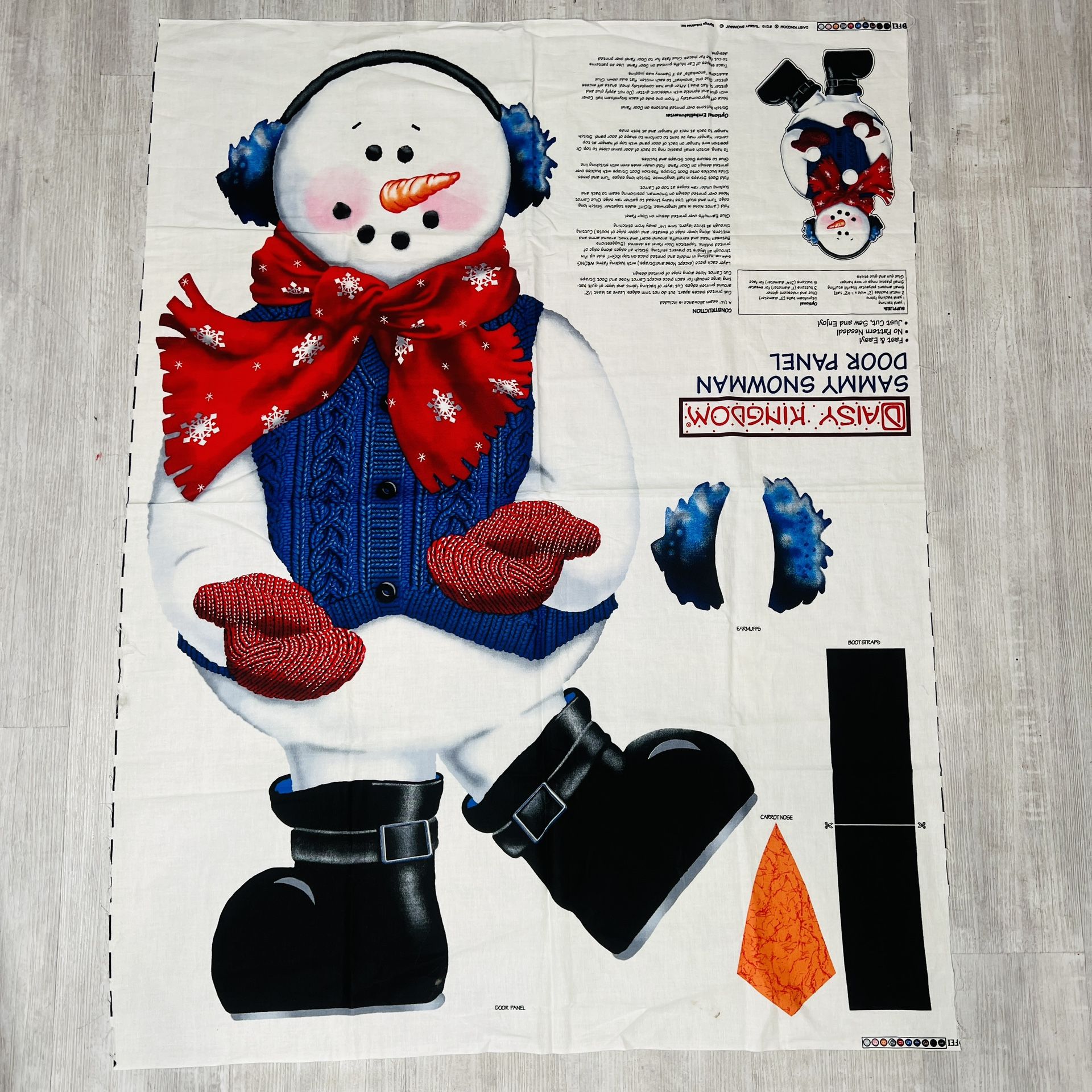 Cotton Quilt Fabric Daisy Kingdom Sammy Snowman Door Panel 44" X 2 