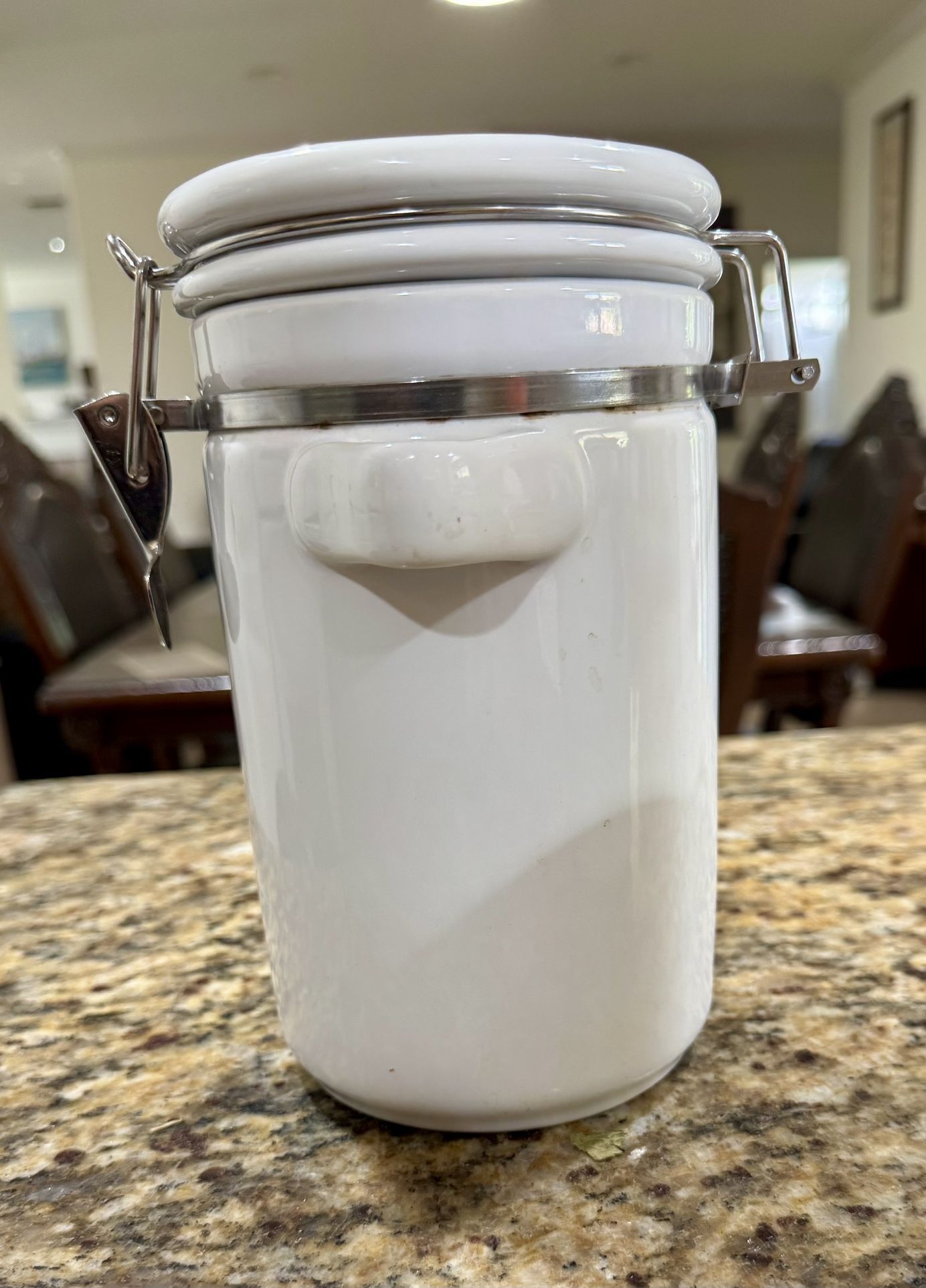 Vintage Anchor Hocking CHINA 3 Piece Canister Set White Ceramic with Locking Lids