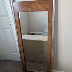 Mid Century Burlwood Hanging Mirror 