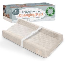 Contoured Baby Changing Pad – Waterproof & Breathable Diaper Changing Pad | Removable Washable Cover, Non-Slip Base & Safety Strap | Standard Size For