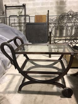 Bar cart wooden and glass