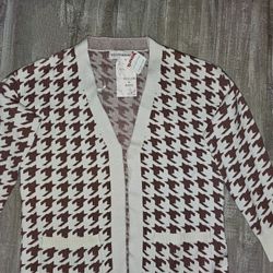 NWT Willow & Wind Brown/Cream Hounstooth Cardigan sz XS (fits more like S/M),