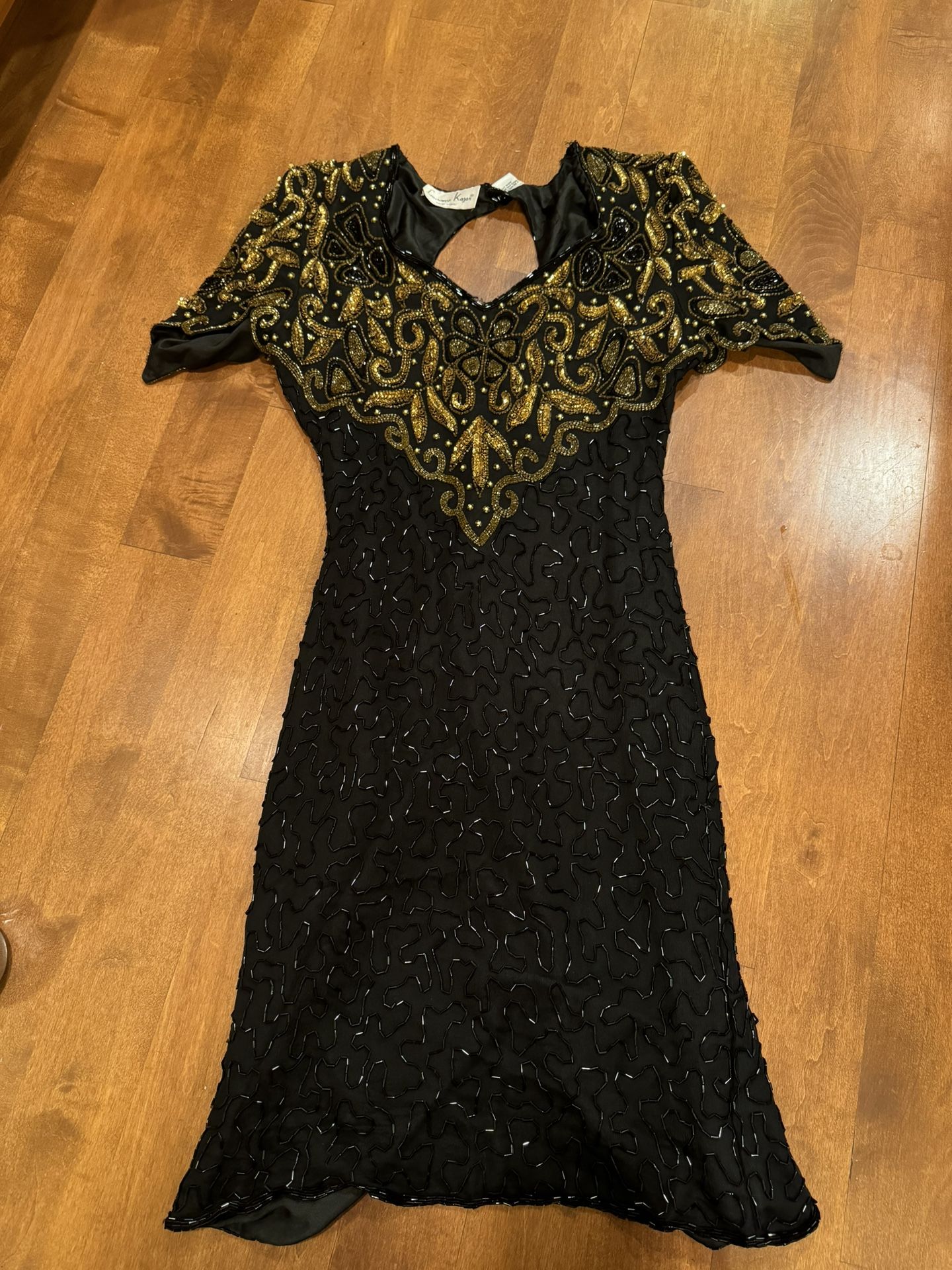 Woman’s Vintage Laurence Kazar Beaded Dress Silk Shipping Available