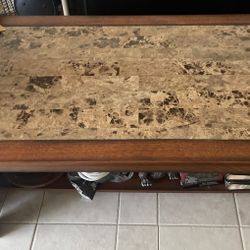 Marble and Wood Coffee Table 