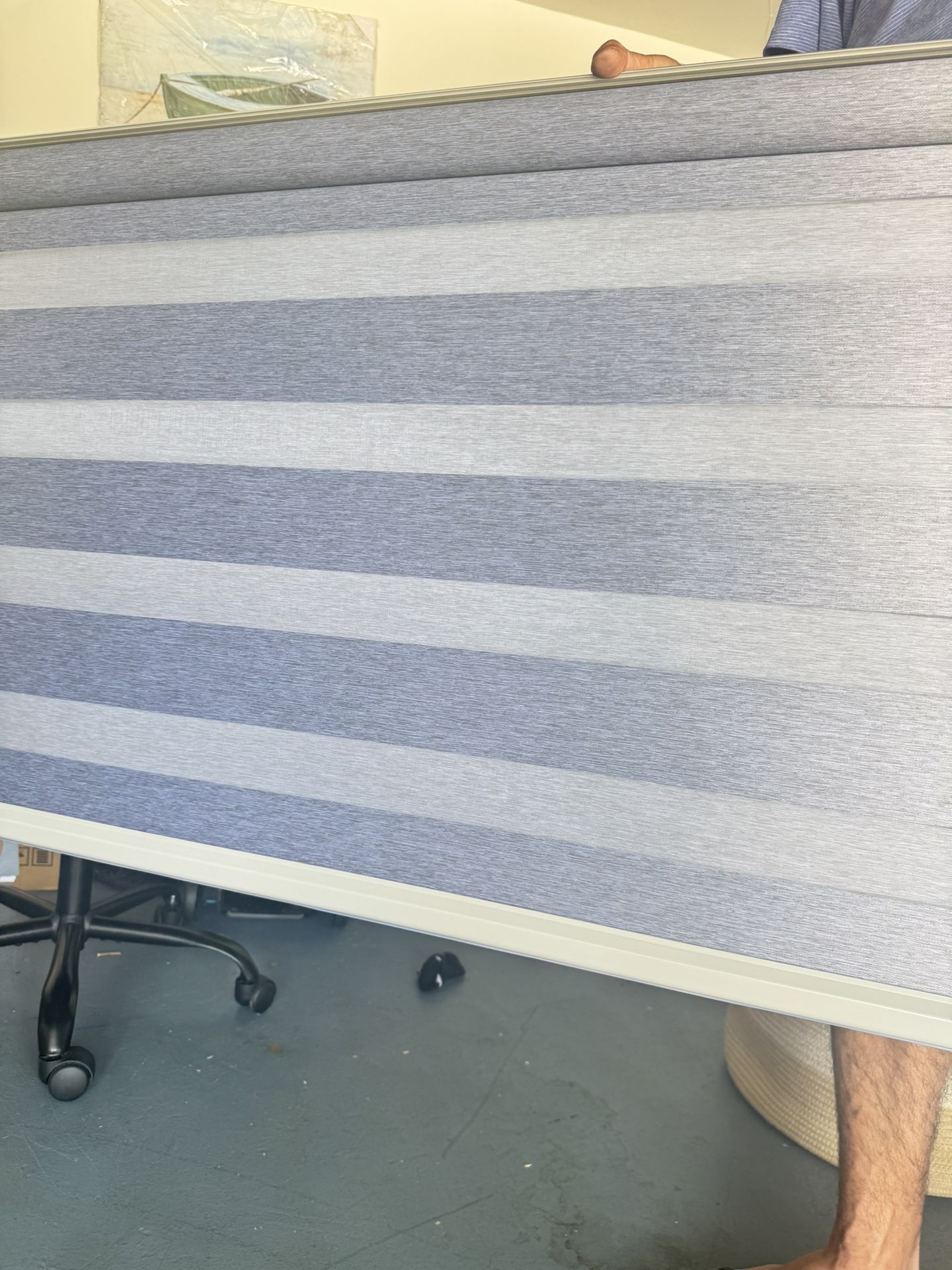 Brand new beautiful Windows roller Shades (46.8” W X 72” H, grey).