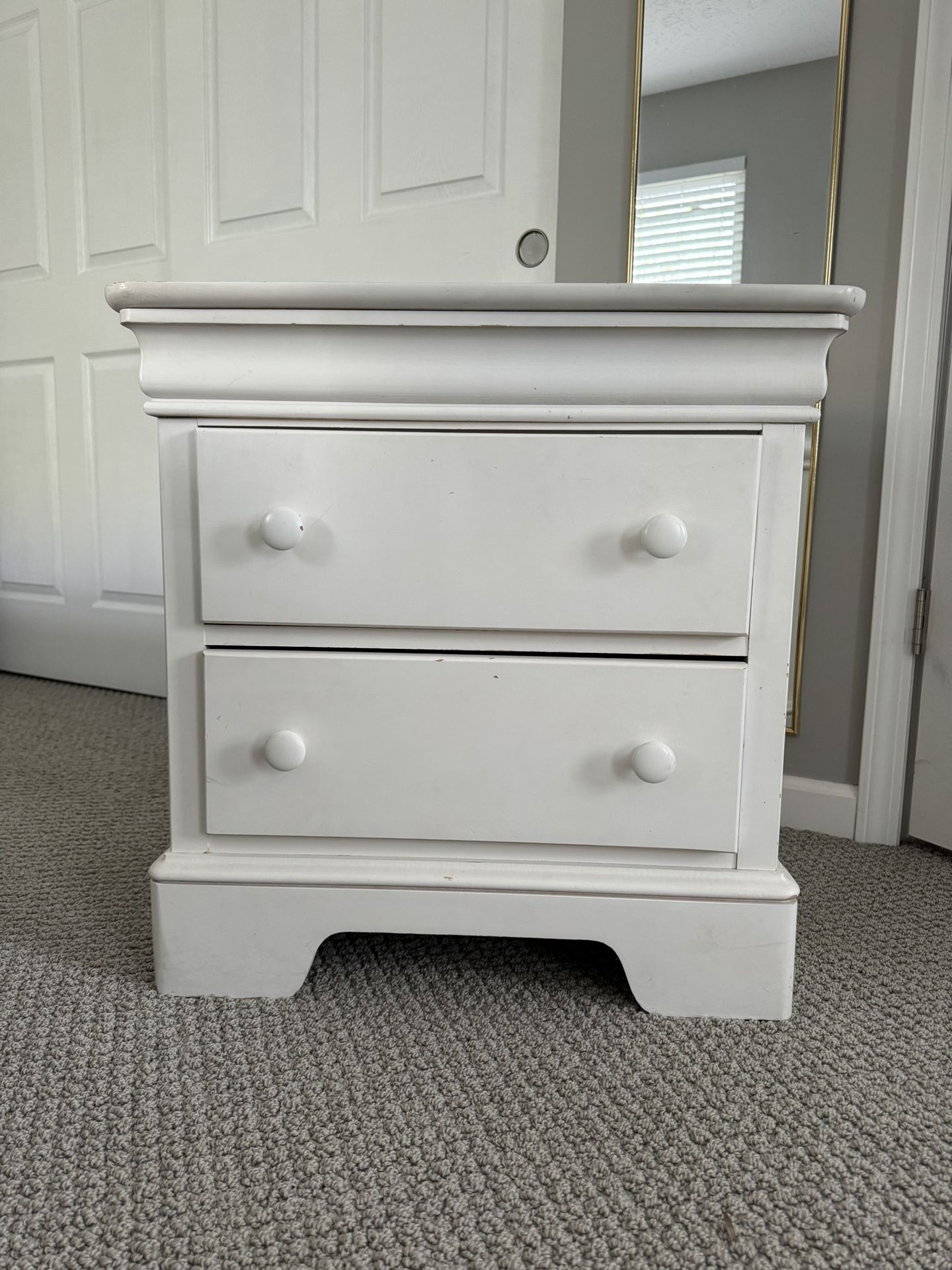 White Solid Wood Nightstand 