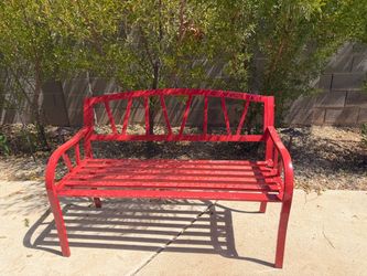 Red Metal Bench