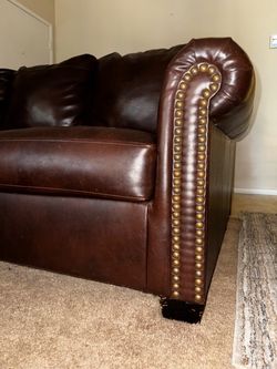 Brown leather couch