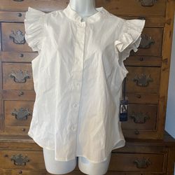 Woman’s Ruffled Sleeves Blouse Size L By Rachel Roy NWTS 