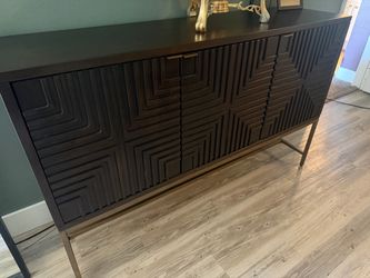 IKEA Dark Wood Geometric Sideboard with Gold Legs