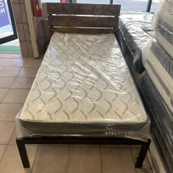 Twin Bed frame Platform And Mattress 