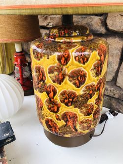 Rare Vintage Collectible Mid Century, Modern Lava Glazed Ceramic Lamp
