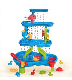 Toddler Sand and Water Table with Chair, Outdoor Sensory Play Table, Summer Beach Toy Gift for Kids Boys Girls