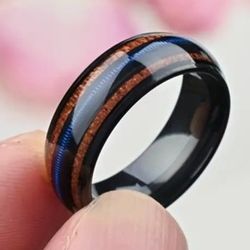 Men's 8mm Tungsten Guitar String Wood Barrel Comfort-Fit Engagement Wedding Band 11