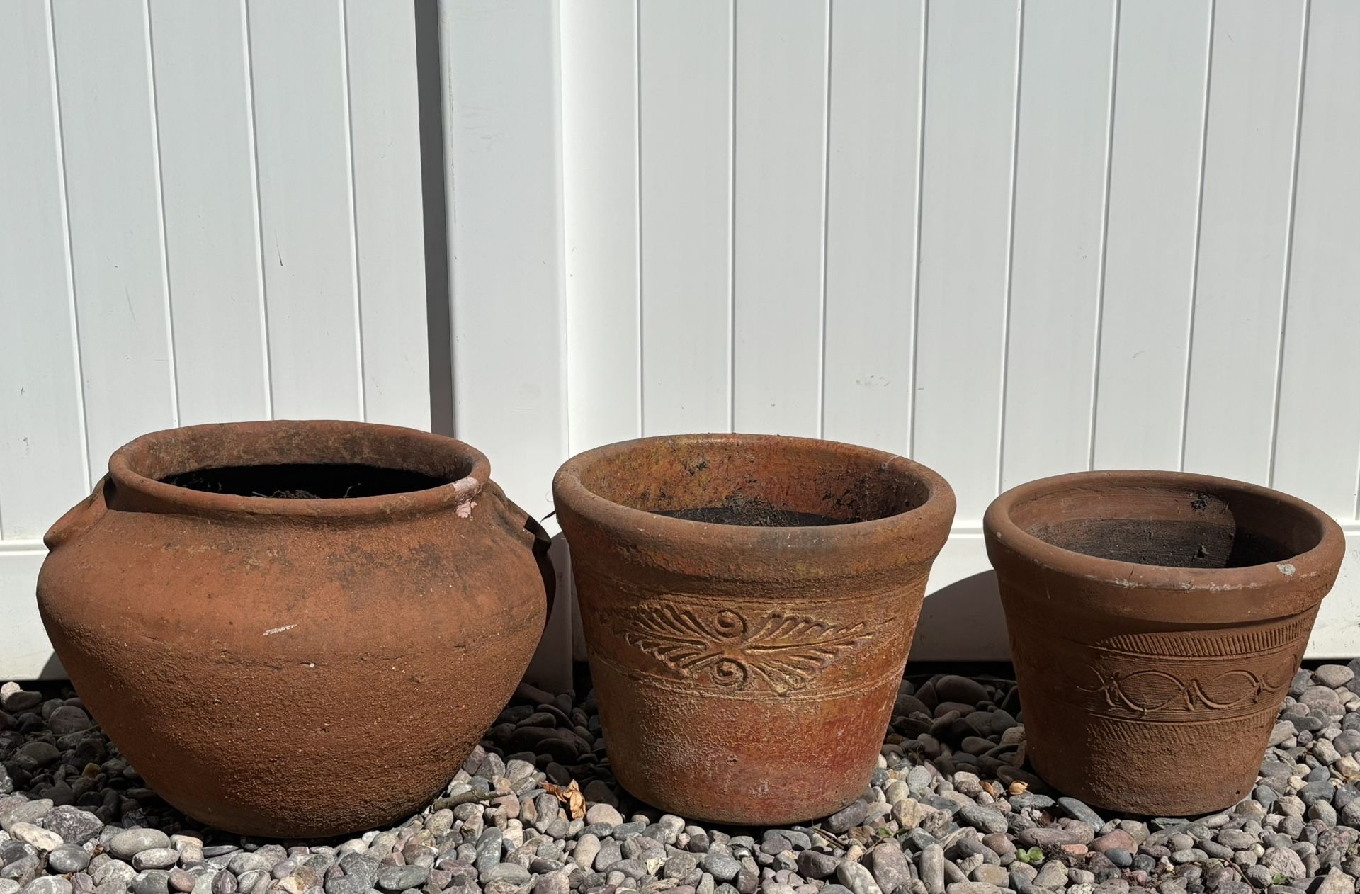 lot of 3 terra cotta clay planter pots