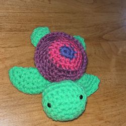 Purples And Pink Shell Crochet Turtle Small 