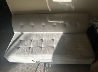 White Tufted Futon Sofa Couch 3 seater with Coffee Table ($100)