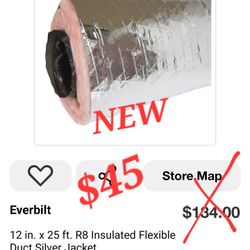 Everbilt
12 in. x 25 ft. R8 Insulated Flexible Duct Silver Jacket
