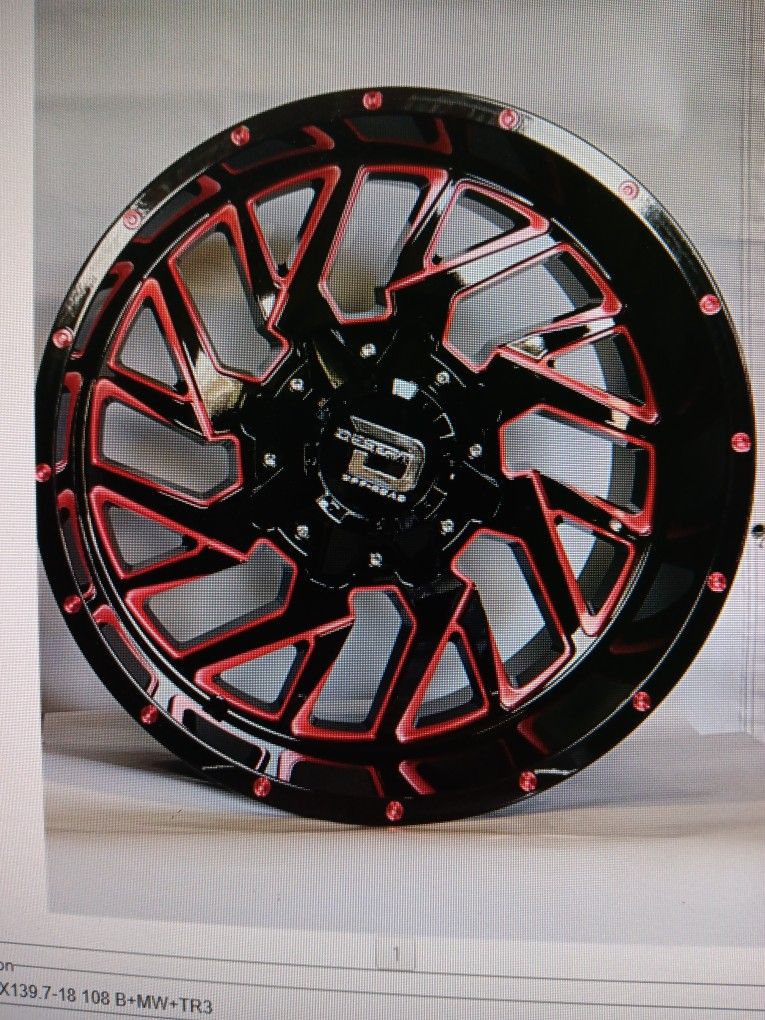 20X10 Black And Red Off-road Wheels 33 1250 20 Mud Terrain Tires