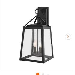 Blakeley 19.25 in. Transitional 2-Light Black Outdoor Wall Light Fixture with Clear Beveled Glass