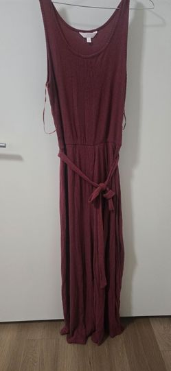 Burgundy Ribbed Sleeveless Romper