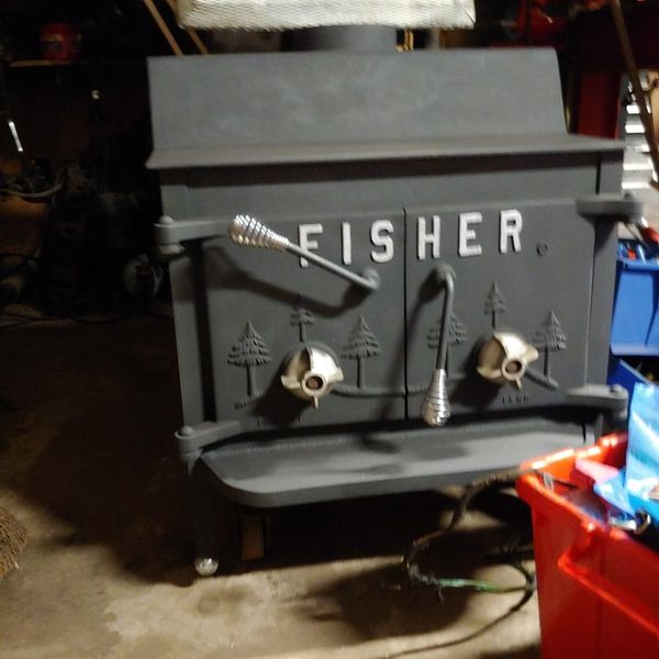 Fisher Wood Stove Grandpa Bear Largest Fisher Made. With Fire Screen