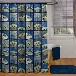 Baby Yoda 13-Piece Kids Shower Curtain and Hook Set,