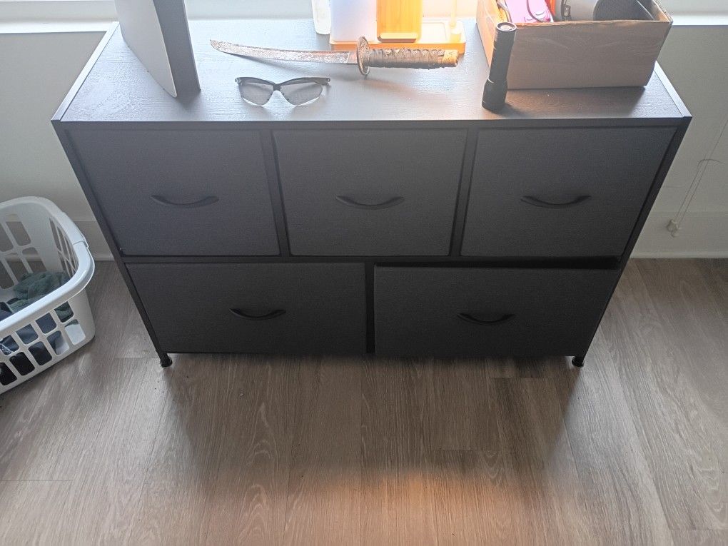 Grey, 5 Drawer Fabric Dresser