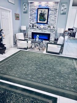 🌿 Beautiful 3-Piece Green Floral Area Rug Set – Large Rug + Medium Rug + Runner 🌿