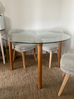 West Elm Round Glass Dining Table - 4 Person