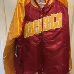 New w/tag Houston Rockets Mitchell & Ness Satin Jacket 2XL East Orange 