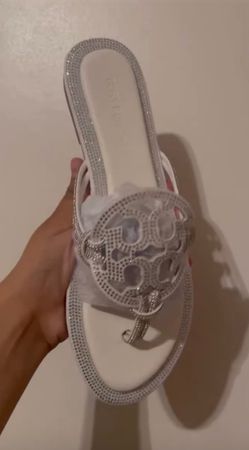 Tory Burch white glitter
