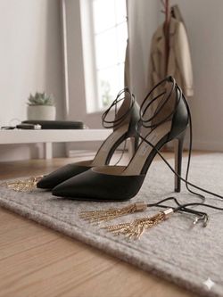 Jimmy Choo Viola 110 Black Leather Tassel Pumps