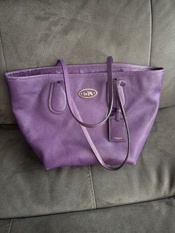 Coach Purple Leather Tote Bag