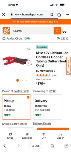 New Milwaukee M12 -12V Lithium-lon Cordless copper tubing cutter only tool .