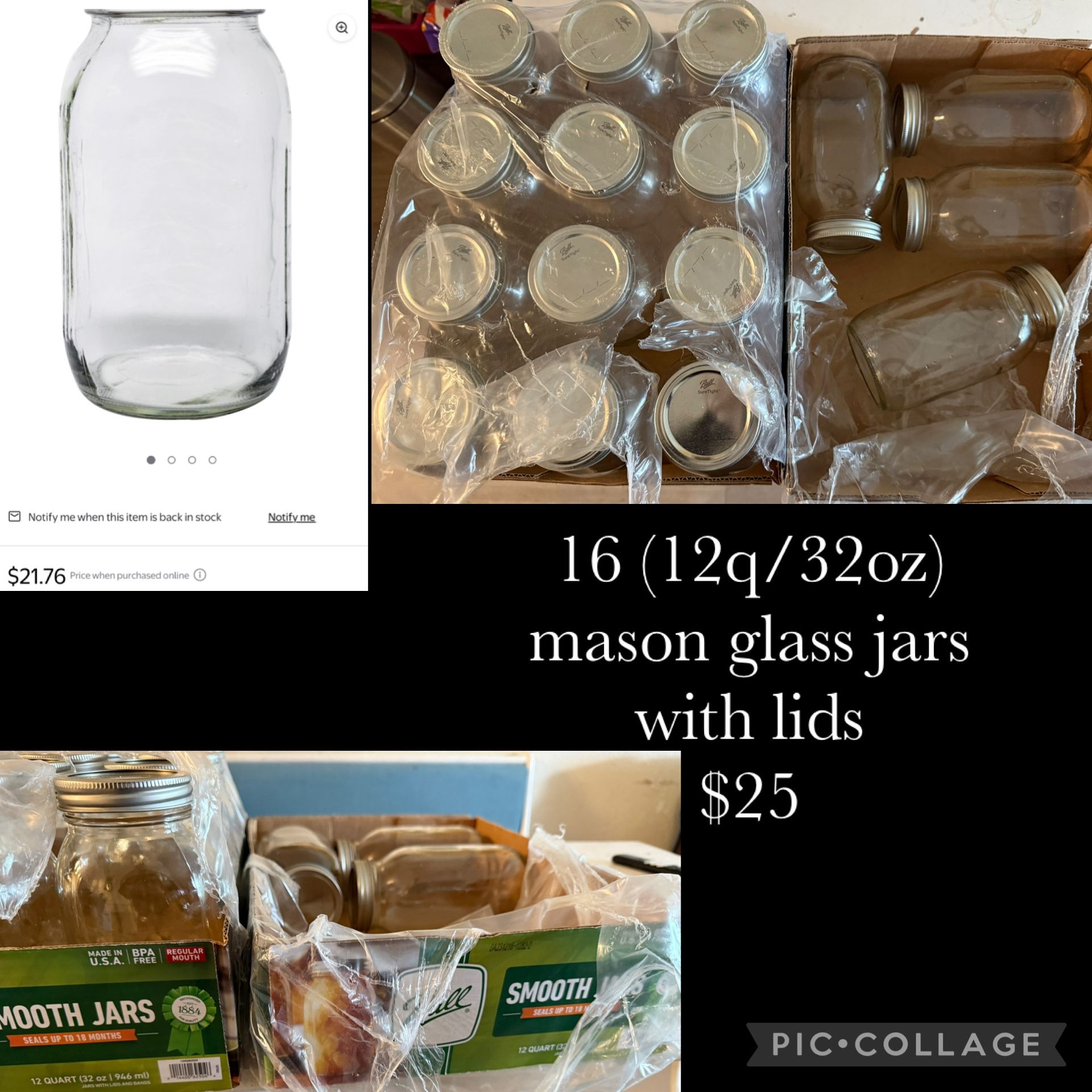 $25 (16 Mason Jars)