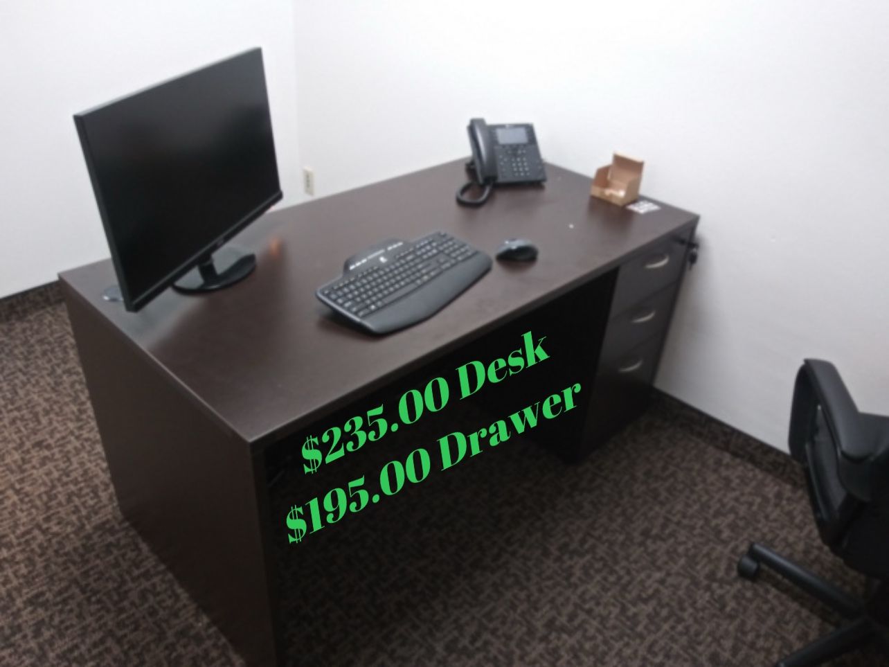 Desks Office Furniture Sale – Sturdy Desk + Locking Drawer Combo!