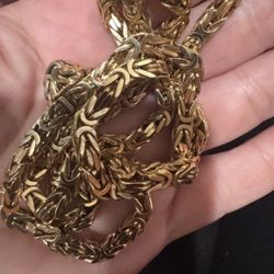 14k Solid Gold Byzantine Gold 26inch Chain Or 2 Pieces Bracelet With Necklace