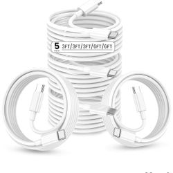 USB C Cable, 5 Pack(3ft/3ft/3ft/6ft/